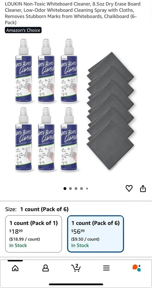 LOUKIN Whiteboard Cleaner Kit 6-Pack w/ Cloths New