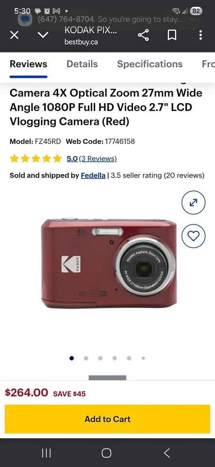 KODAK PIXPRO FZ45-RD 16MP Digital Camera (Brand New)