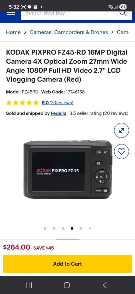 KODAK PIXPRO FZ45-RD 16MP Digital Camera (Brand New) - photo 2