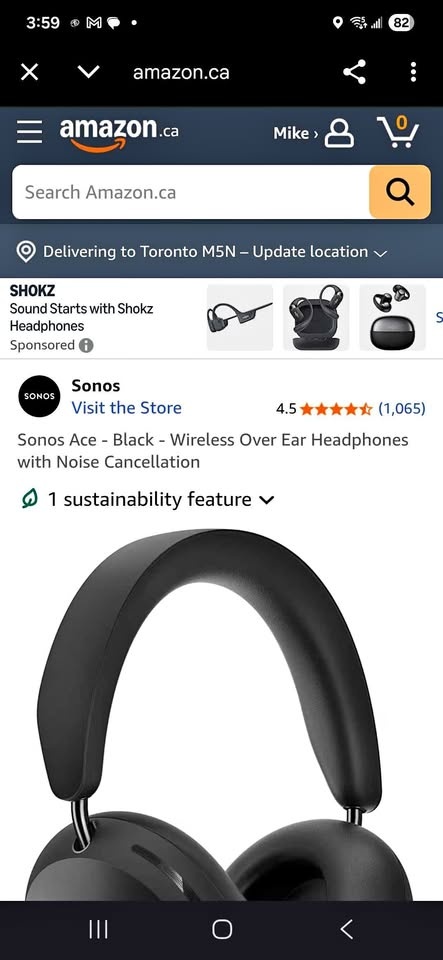 Sonos Ace Wireless Noise-Cancelling Headphones - Brand New