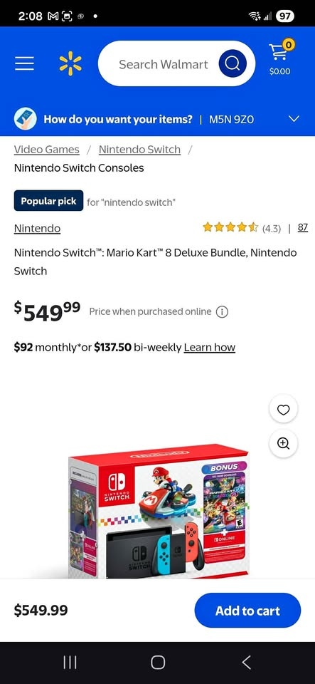 Nintendo Switch Mario Kart 8 Deluxe Bundle