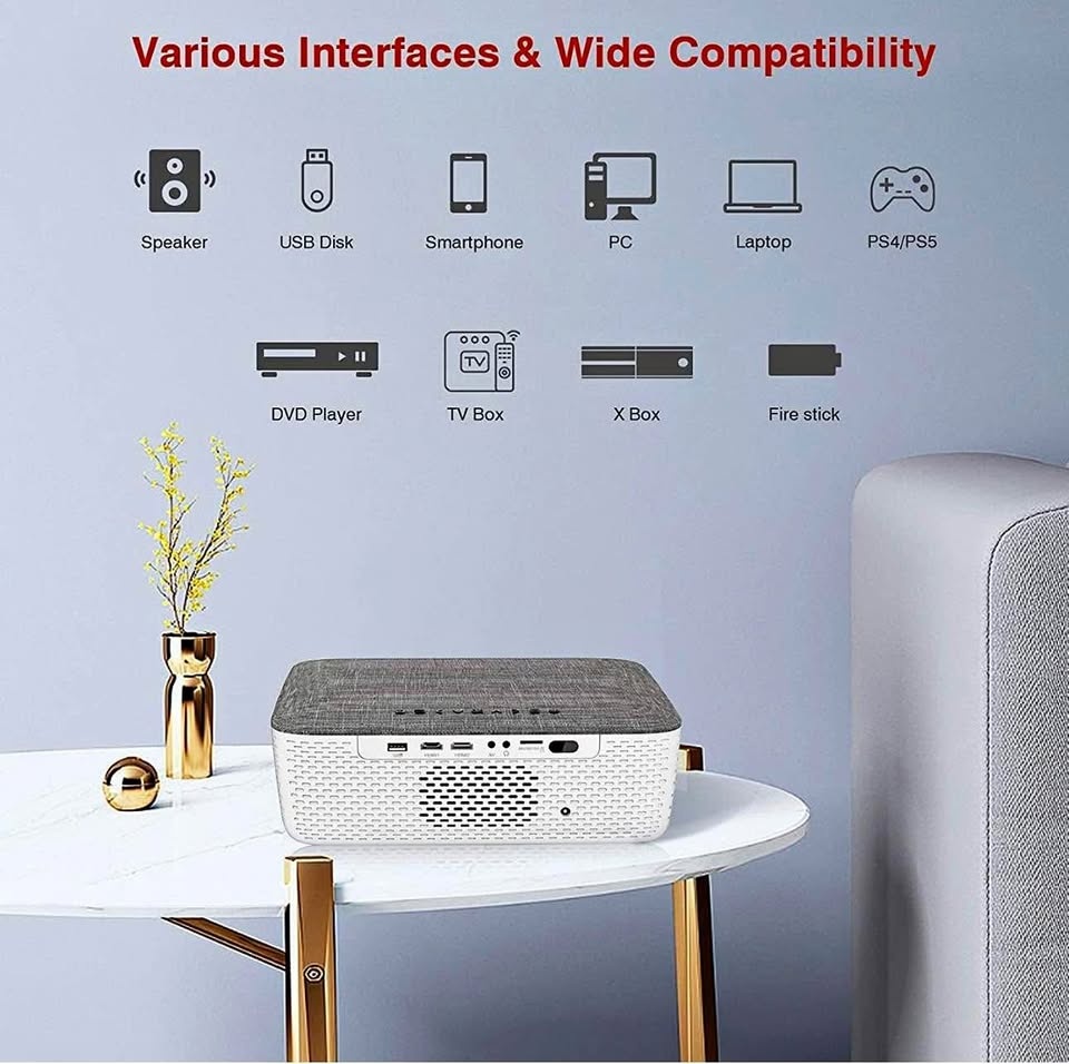 FANGOR 5G WiFi Projector Bluetooth 4K Supported - 340ANSI 15000L