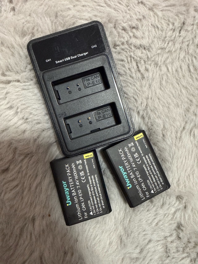 Canon T7 Charger and 2 Batteries