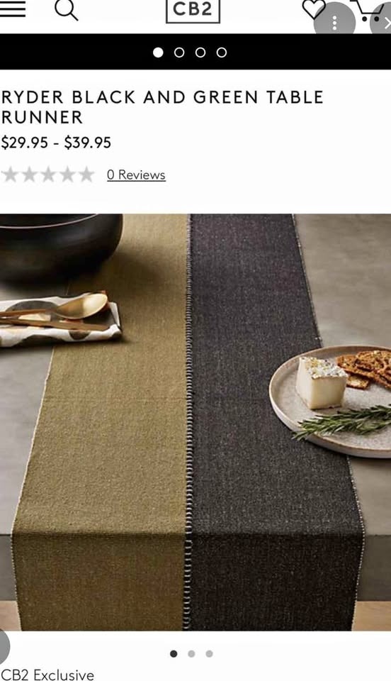 CB2 Ryder Black and Green Table Runner