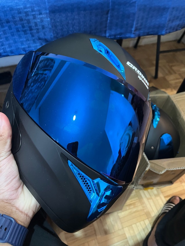 Motorcycle Helmets, Crown Racing. Blue & Black