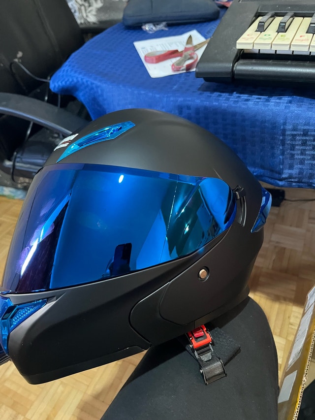 Motorcycle Helmets, Crown Racing. Blue & Black - photo 3