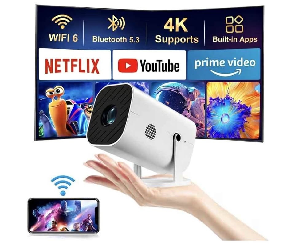 Mini Projector with WiFi, Bluetooth, 1080P