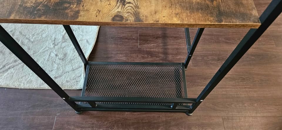 Computer Desk / Gaming Desk with Shelves - 55" Rustic Wood & Met - photo 4