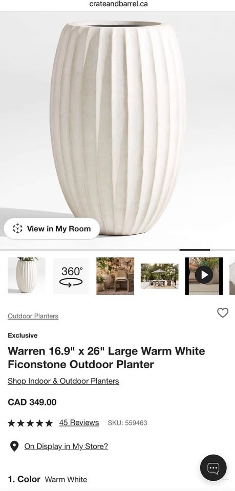 Crate and Barrel Warren Large Planter (Warm White) - photo 2