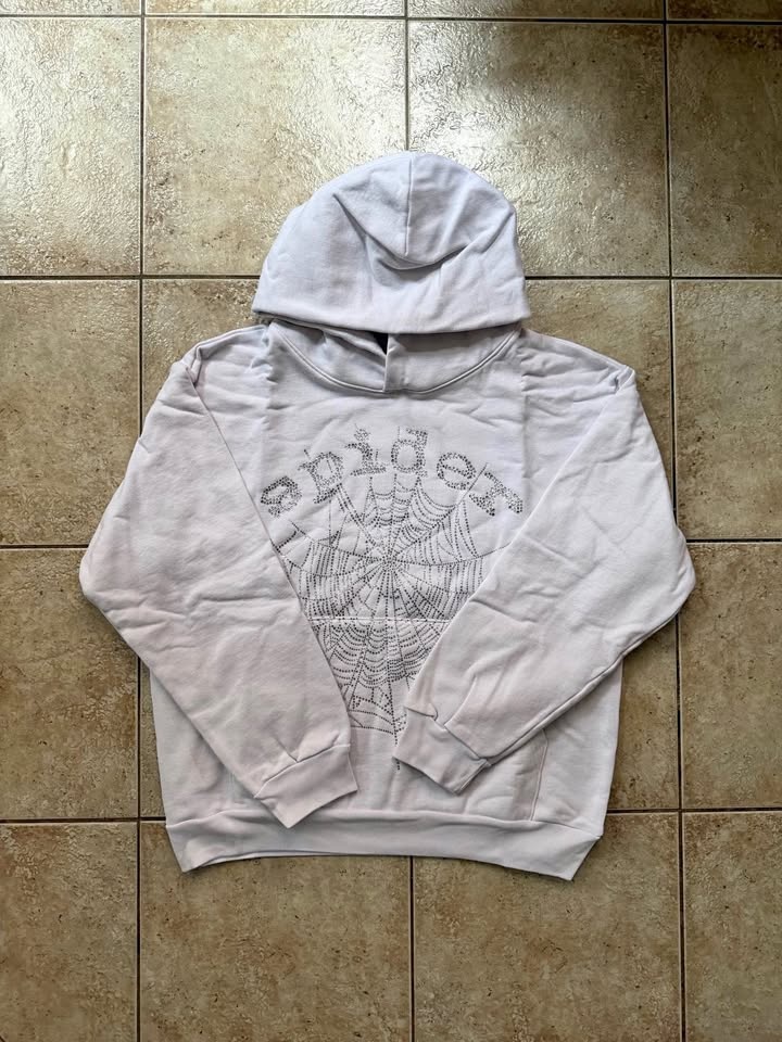 Sp5der OG Rhinestone Hoodie White