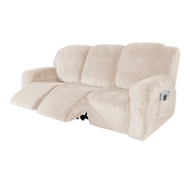 BRAND NEW Beige velvet recliner couch cover (3 seat)