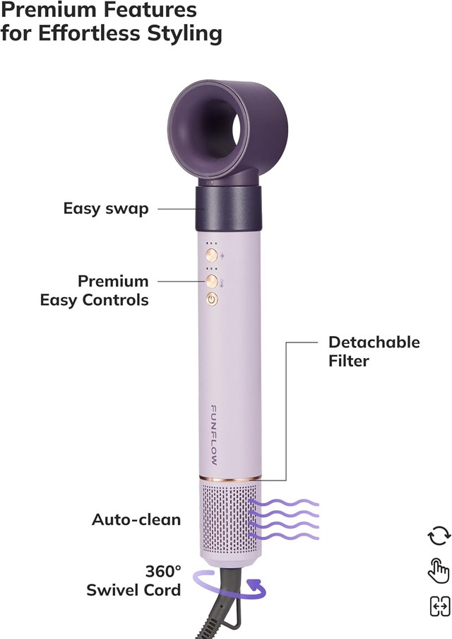 Funflow 6-in-1 Hair Styler & Ionic Dryer Brush + Auto Curl - photo 2