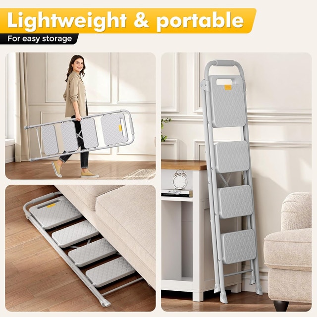 KINGRACK 4 Step Ladder Foldable, Heavy Duty Folding Step Stool - photo 2