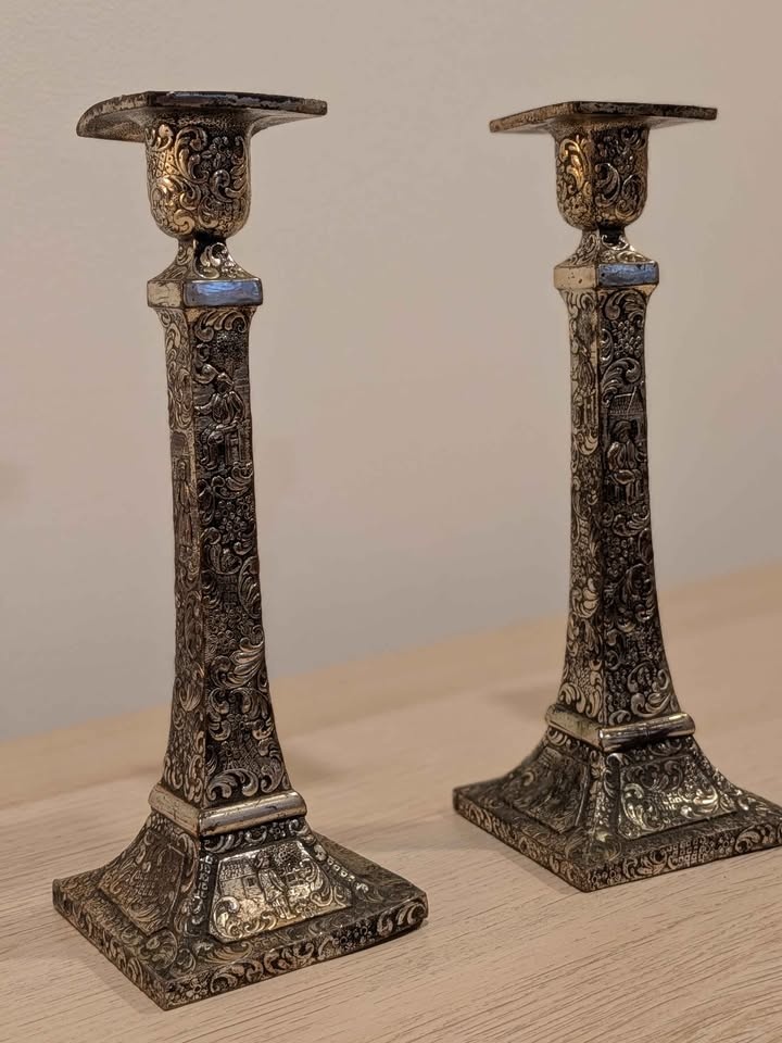 Vintage Silver Plated Candlesticks – Baroque Style Pair – $15 - photo 2