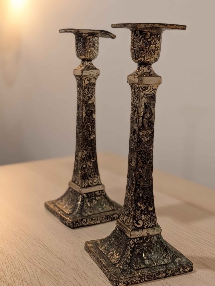 Vintage Silver Plated Candlesticks – Baroque Style Pair – $15 - photo 3