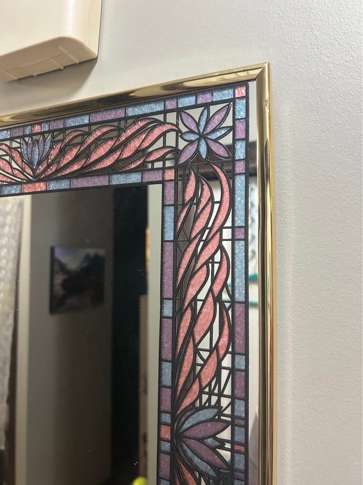 Decorative Framed Wall Mirror – Stained Glass Style Border - photo 3