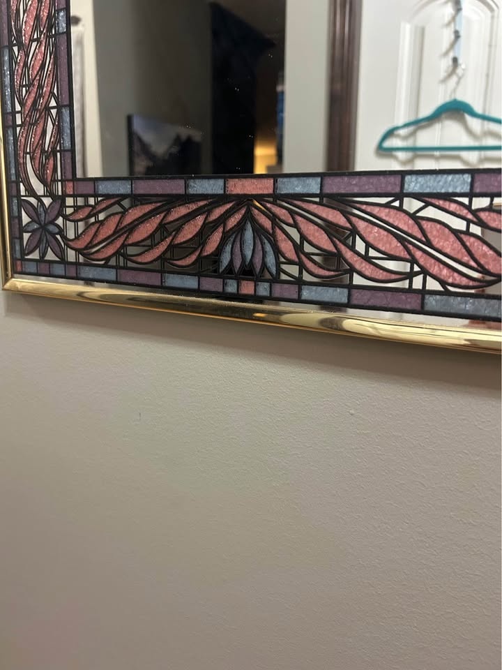 Decorative Framed Wall Mirror – Stained Glass Style Border - photo 4