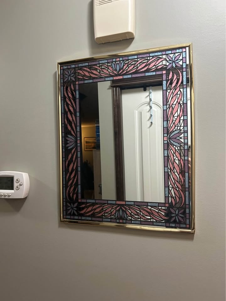 Decorative Framed Wall Mirror – Stained Glass Style Border - photo 5