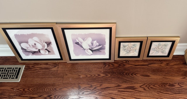 Framed floral prints - set of 4