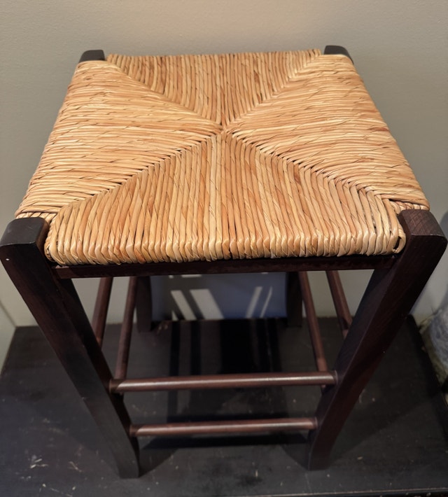 Solid Wood and Wicker Stool
