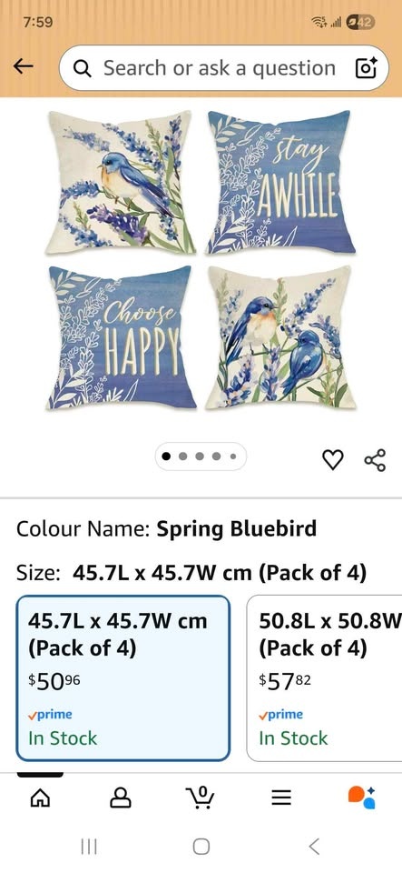 set of 4 Spring Bluebird Lavender Pillow Covers (Set of 4)