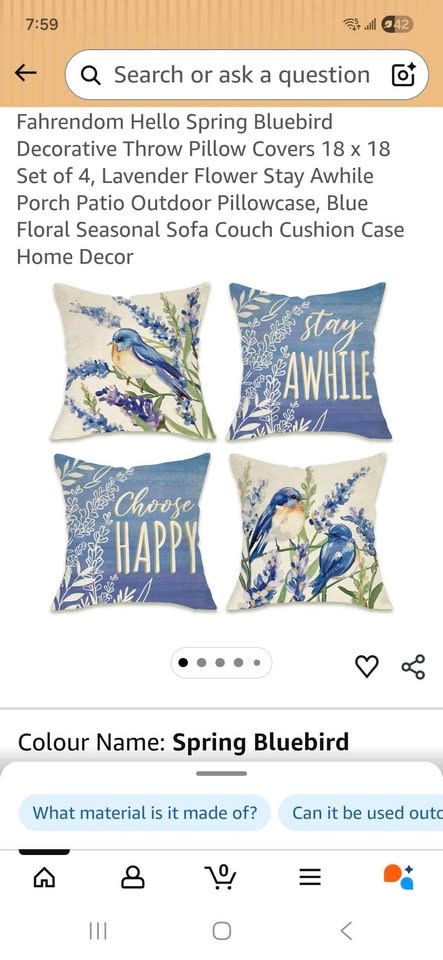set of 4 Spring Bluebird Lavender Pillow Covers (Set of 4) - photo 4