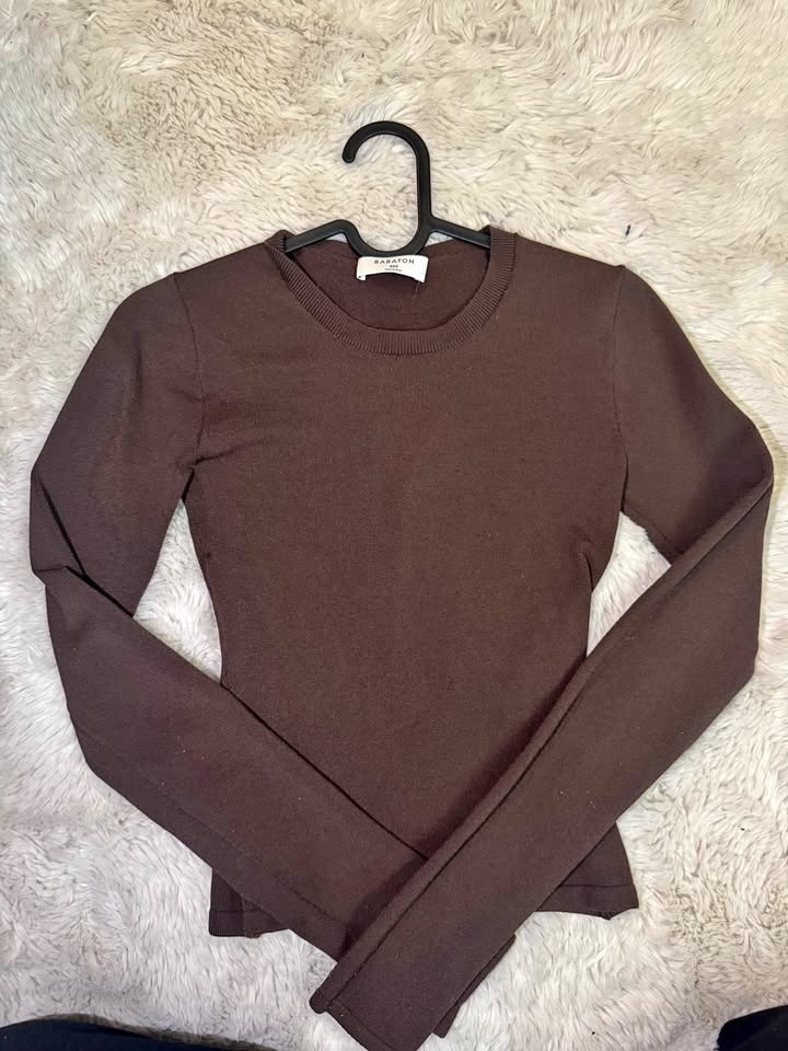 Aritzia Babaton Brown Long Sleeve Top