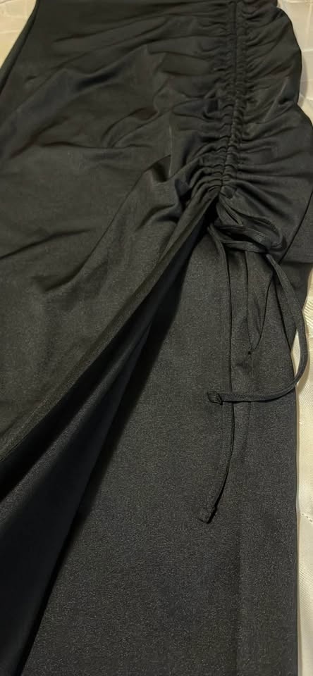 Elegant Black Bodycon Formal Dress – Adjustable Waist & High Sli - photo 3