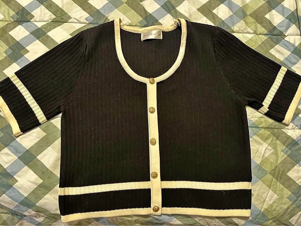 Women’s B/W SHEIN Blouse | Button Front – Size Medium | New