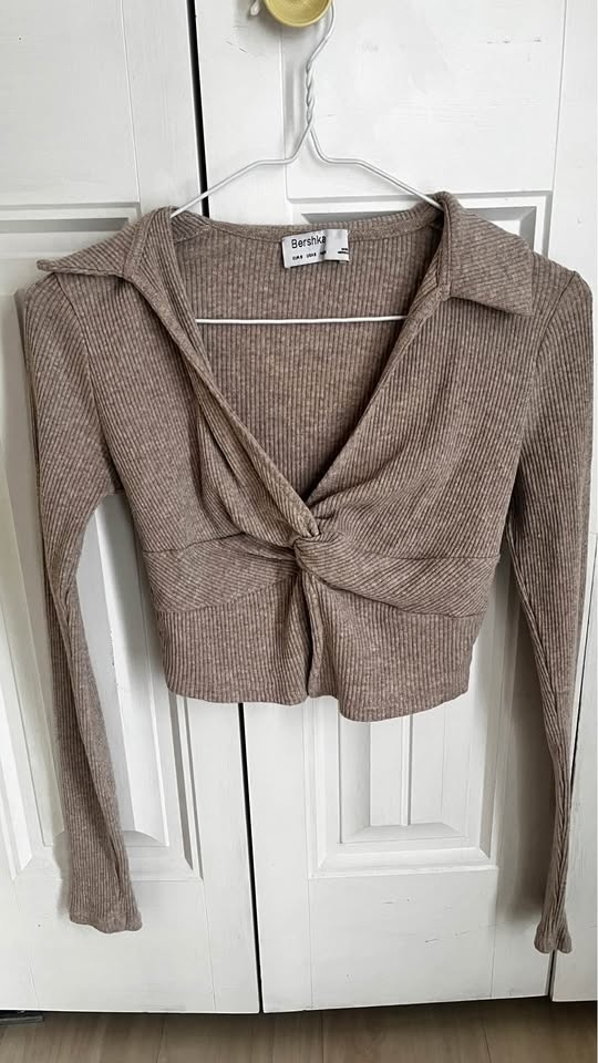 Bershka Women's Ribbed Long Sleeve Top - Size S - photo 2