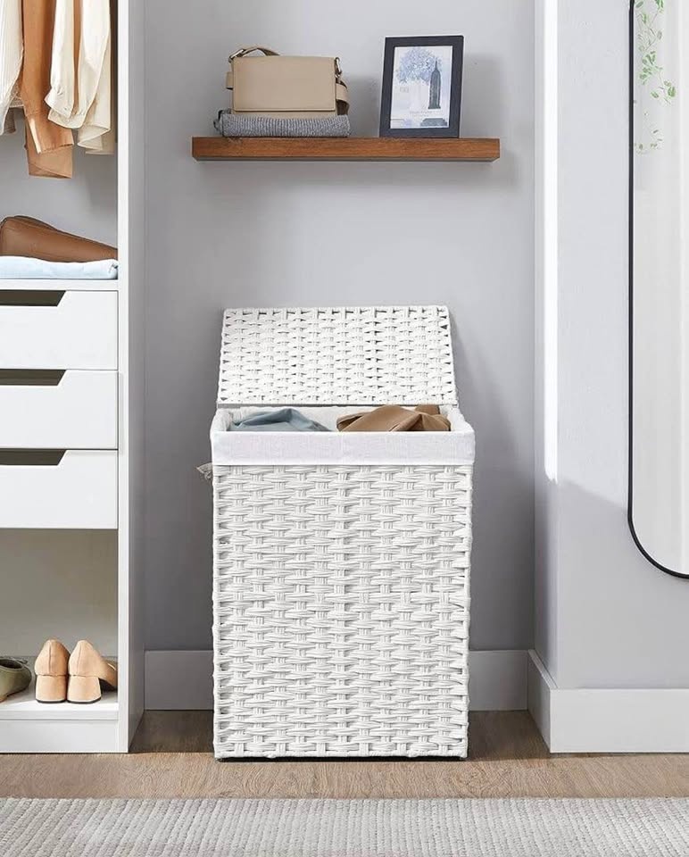 SONGMICS Laundry Hamper with Lid - 90L Double Basket - photo 2