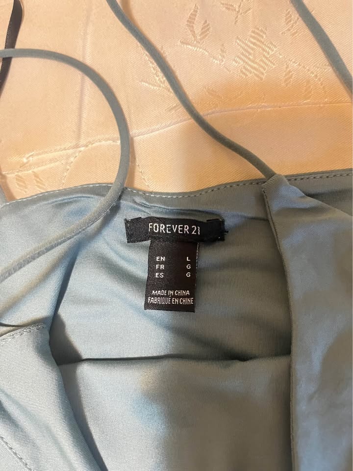 Beautiful Long Forever 21 Satin Dress - Light Blue (Size L) - photo 2