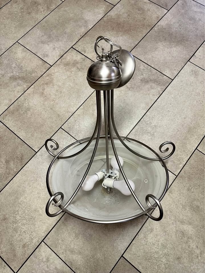 Brushed Nickel Ceiling Light Fixture with Frosted Glass