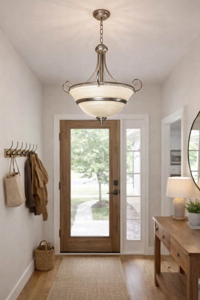 Brushed Nickel Ceiling Light Fixture with Frosted Glass - photo 2