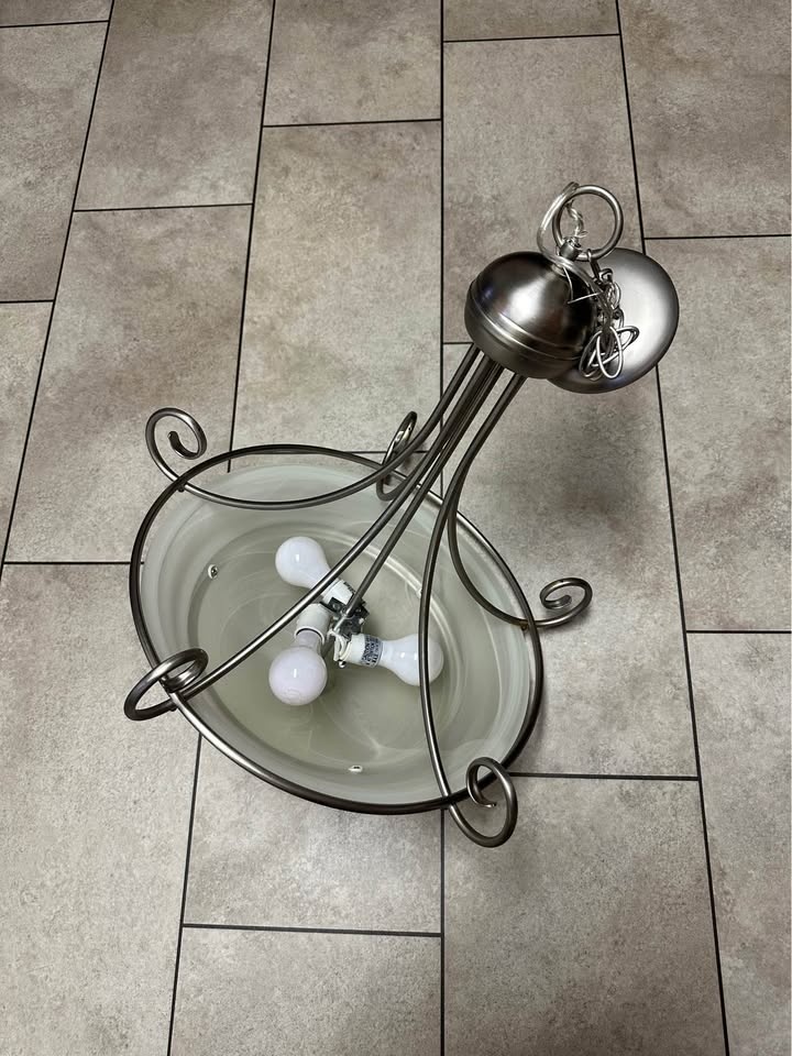 Brushed Nickel Ceiling Light Fixture with Frosted Glass - photo 4