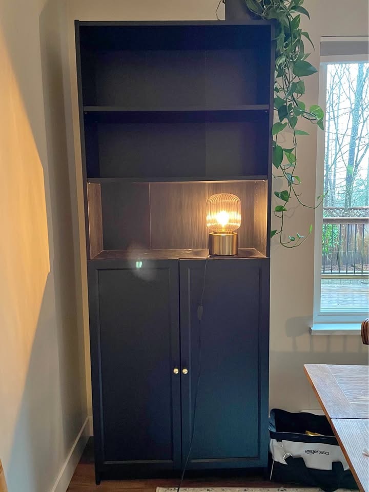 Black IKEA BILLY Bookcase with doors like new $100 ONO