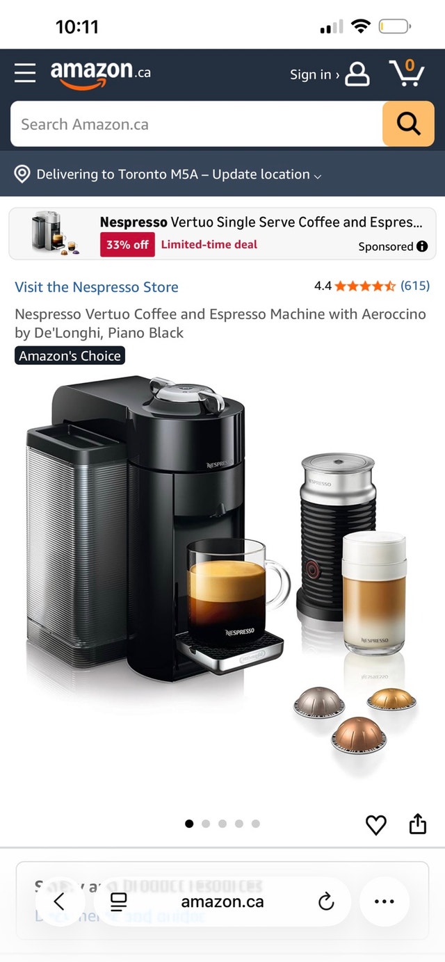 Nespresso Vertuo Coffee Machine with Aeroccino