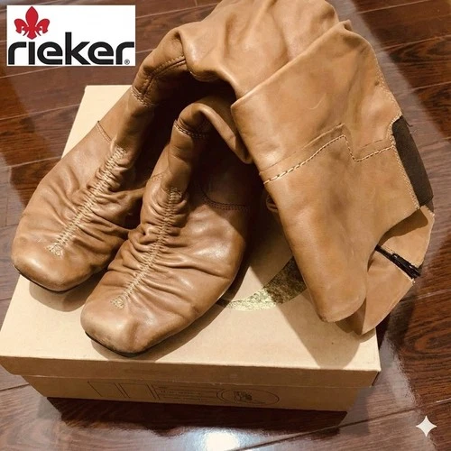 Rieker Tan Leather Slouchy Knee High Boots - Sz 7