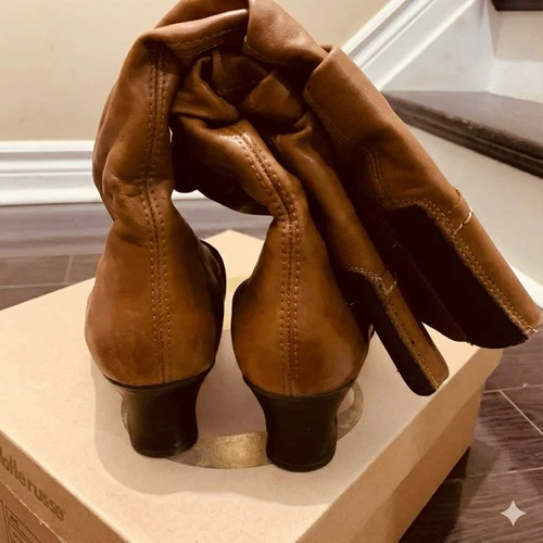 Rieker Tan Leather Slouchy Knee High Boots - Sz 7 - photo 3