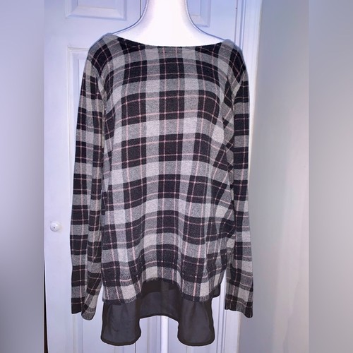 Torrid Plaid Layered Look Sweater - Grey/Pink/Black - Size 2X - photo 2