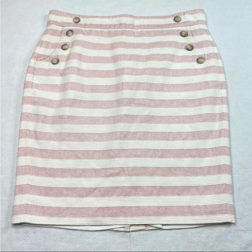 SIZE 6 NWOT 100% Cotton Loft striped pencil skirt with button de - photo 2
