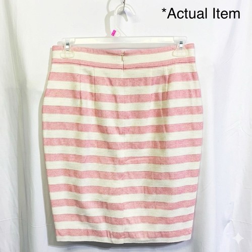SIZE 6 NWOT 100% Cotton Loft striped pencil skirt with button de - photo 5
