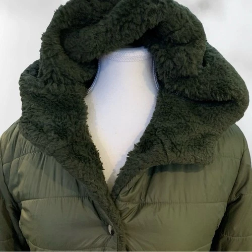 GUESS Dark Olive Green Lightweight Puffer Jacket - Size S - photo 5