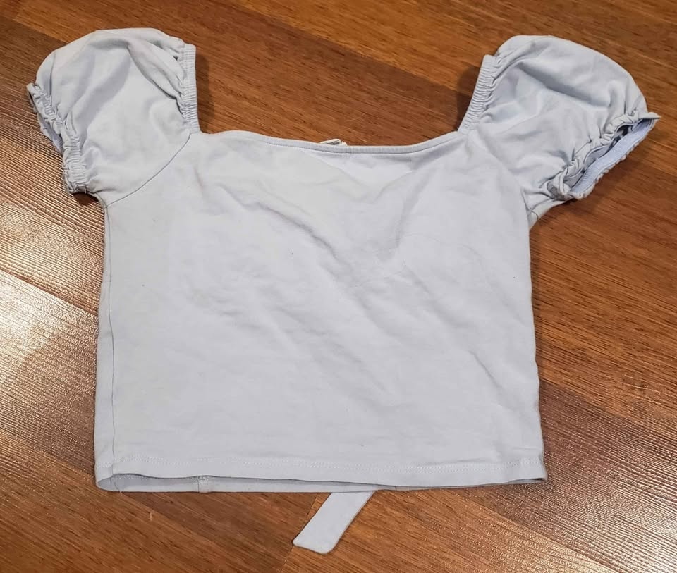 Pale Blue Puff Sleeve Crop Top - Size P/S - photo 3