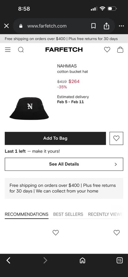 Nahmias corduroy bucket hat with embroidered 'N' logo - photo 5
