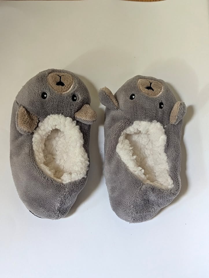 Toddler Soft Plushie Gray Slippers