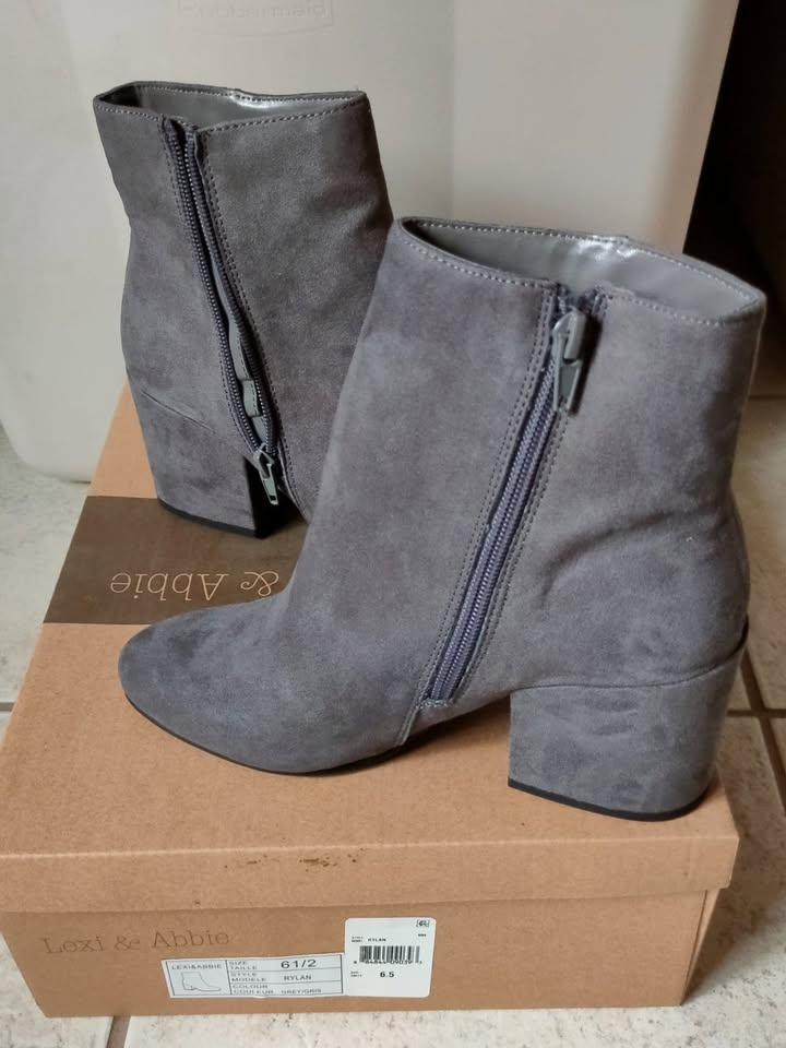 Dark Grey Heeled Boots Lexi & Abbie Faux Suede - photo 2