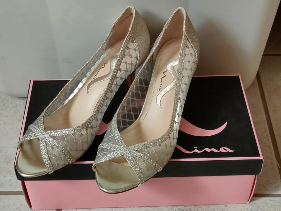 Silver-gold Slip-on Heels - photo 2