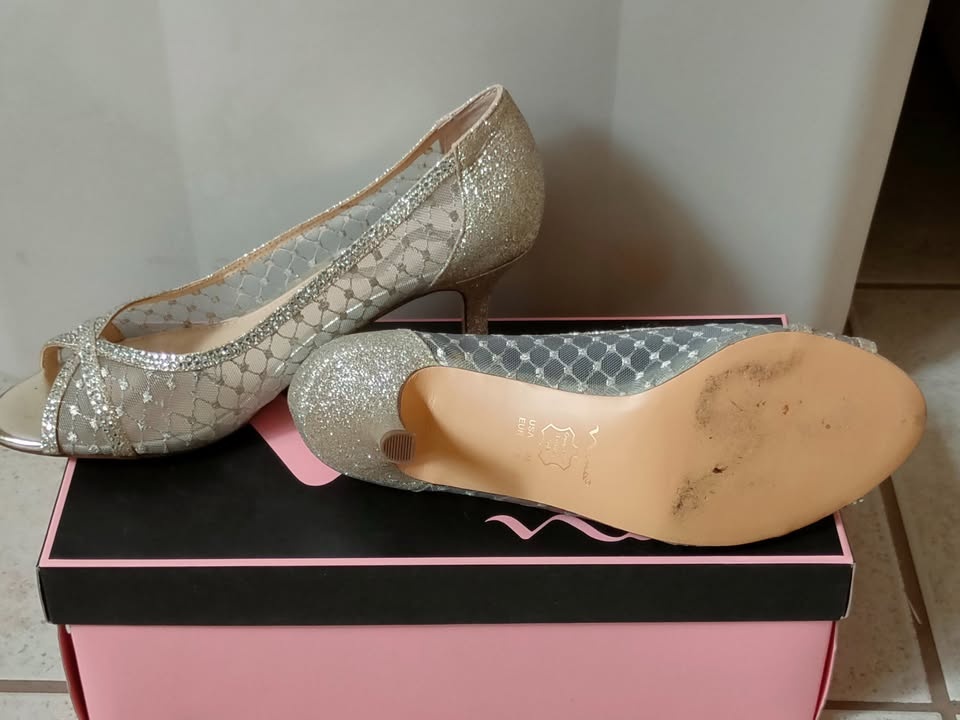 Silver-gold Slip-on Heels - photo 3