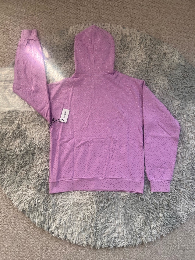 Lavender VVS Rhinestone Sp5der Hoodies - photo 3